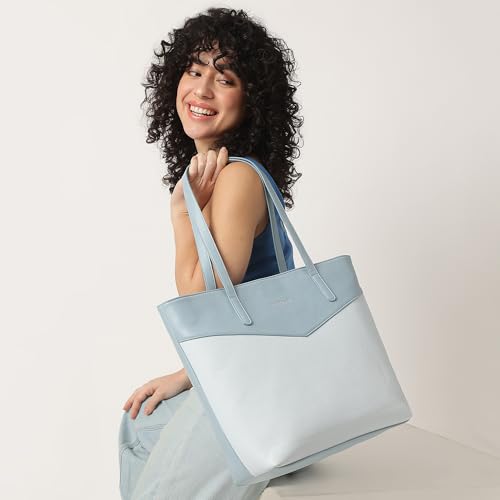 Image of Fastrack Casual Laptop Tote Bag for Girls, Large Size with a Zipper Closure and Padded Laptop Compartment, Compatible with Laptops up to 15 inches, Double Handle Type