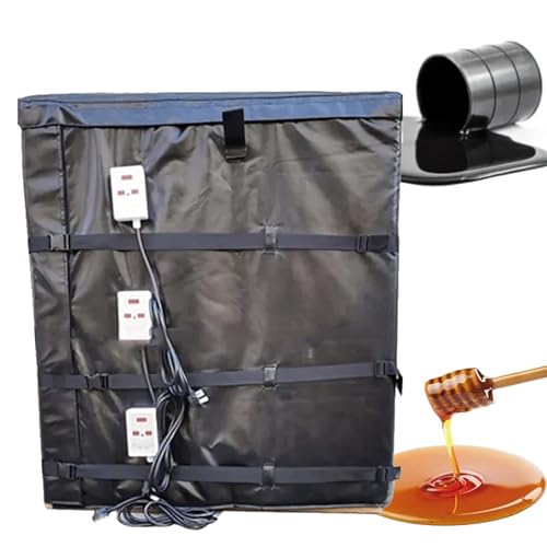 VNATWGOO Calentador De BidóN De Metal De 200 L, Manta Calefactora De Barril IBC De 1000 L, MáQuina Calefactora EléCtrica Impermeable, para Baldes De Miel, Agua Barril, Balde De Pintura,1000L-Black