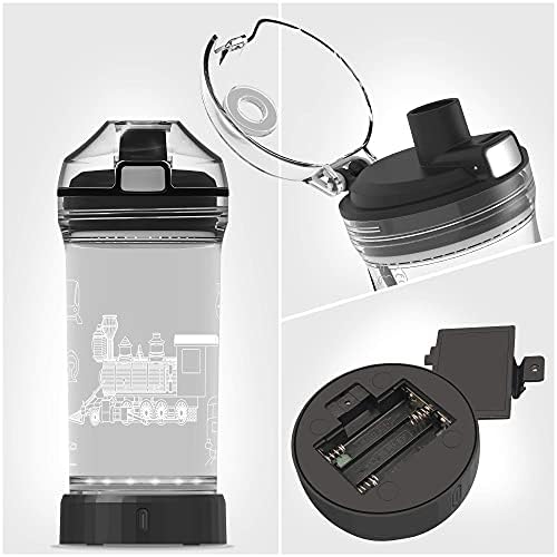 YuanDian Train Water Bottle with Light Up for Kids - 14 OZ Tritan BPA Free Eco-Friendly - Cool Drinking Cups Gift for School Kindergarten Boys and Girls Christmas Holiday