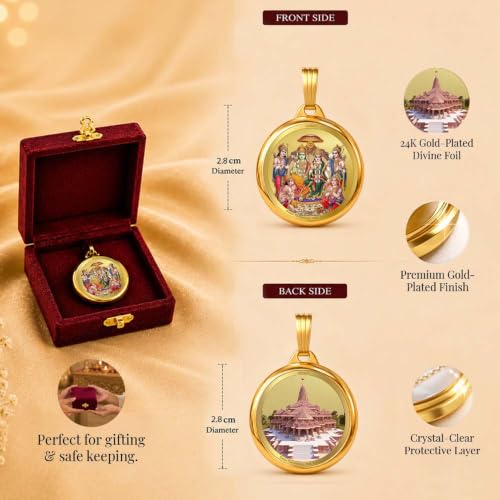 Image of DIVINITI 24K Gold Plated Double-Sided Religious Pendant with Premium Gift Box, Spiritual Locket for Men & Women, Devotional Jewellery for Gifting & Everyday Wear