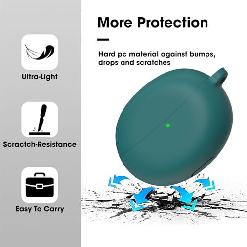Image of Sounce Earphone Case Cover Compatible for Oppo Enco Air 2 Pro, Soft Silicone Skin Case Cover Shock-Absorbing Protective Case with Keychain [Front LED Visible] (Green)