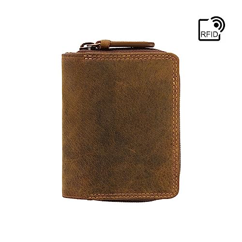 Visconti Rocket Leather Oil Tan Zip Around Small Wallet/Purse with RFID Protection 7292