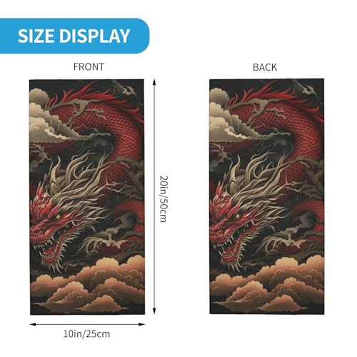 Red dragon cloud japan Vintage Neck Gaiter Cubrepico Pañuelo Balaclava Bandana para Mujeres Hombres Máscara para Motocicleta Ciclismo Esquí Fiesta, Blanco miniatura 3