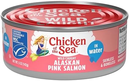 Chicken of the Sea Alaskan Pink Salmon in Water, 5 Ounce Can (Pack of 1), Wild Caught Canned Salmon, Skinless & Boneless