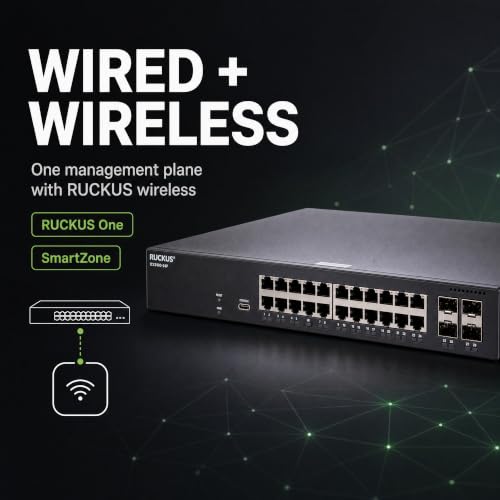 Image of Ruckus ICX8100-24P-X Managed Switch, 24x Gigabit PoE+, 4x 10GbE SFP+ Uplinks, 370W PoE Budget - Enterprise Layer 2 Access Switch, No Licensing Required