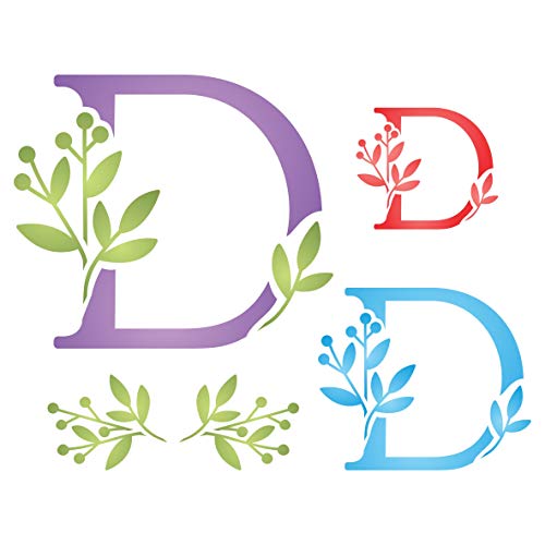 Pochoir monogramme fleur D 21,6x16,5cm pour décoration murale - 2