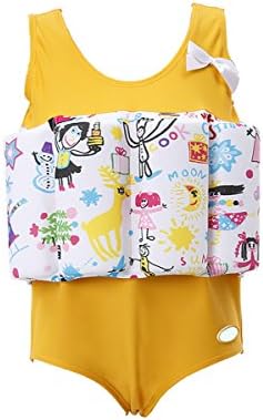 Zerlar Floatation Swimsuits with Adjustable Buoyancy for 1-10 Years Baby Girls (Yellow, Height:55''-59''/Weight:66.1lb-82.7lb)