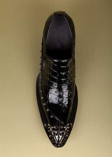 Oxford for Men Formal Shoes Slip On StyleGenuine Leather Metaldecor Metal Pointed Toe Low Top High Heel Easy Care Men's Leather Shoes2