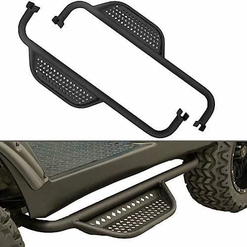 Performance Plus Carts MadJax MJFX Club Car Precedent Golf Cart Armor Nerf Bar Drop Down Side Step and Mounting Kit | Black Matte Texture | Compatible with 2004-Up Models