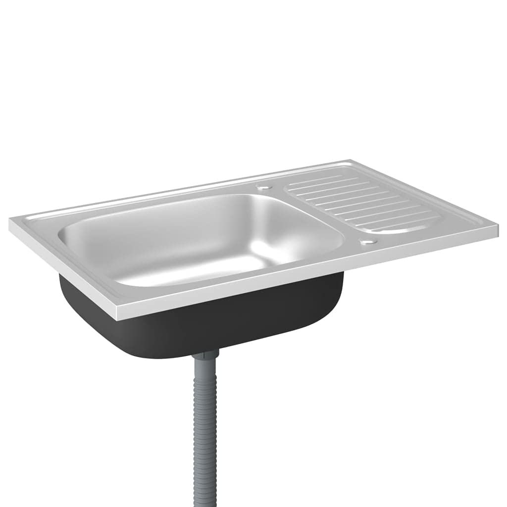 AUVYI Spüle mit Abtropffläche Set Edelstahl Küchenarbeitsplatte Ausgussbecken Spülbecken Kitchen Sink Waschbecken Küchenspülen Arbeitsplatte Küche Silbern 800x500x155 mm