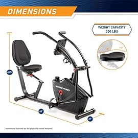 Marcy Dual Action Cross Training Recumbent Exercise Bike with Arm Exercisers, Gym Equipment for Work from Home Fitness, Black JX-7301