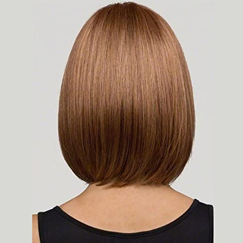 Perucas Femininas Feminino Cabeça de Bob Liso Peruca Lace Frontal Natural em Camadas Cabelo Humano P