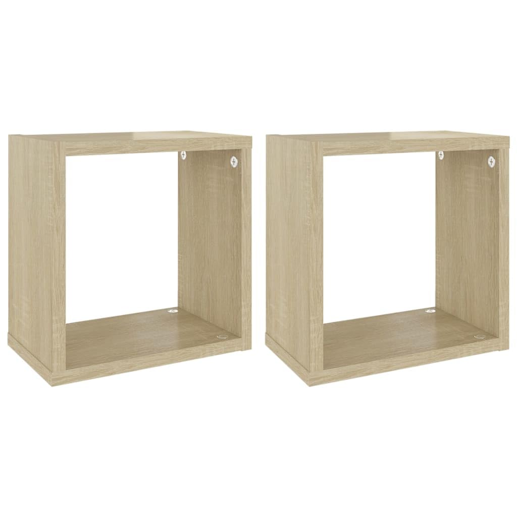 Scaffalature, mensole da parete e sporgenze, mensole cubiche da parete, 2 pezzi, rovere Sonoma, 26 x 15 x 26 cm
