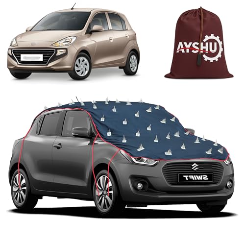Image of AYSHU Water-Resistant Spike Car Cover for Hyundai Santro Magna - Protects from Dogs, Monkeys, Dust, Sunlight & UV - Full Roof Universal Fit