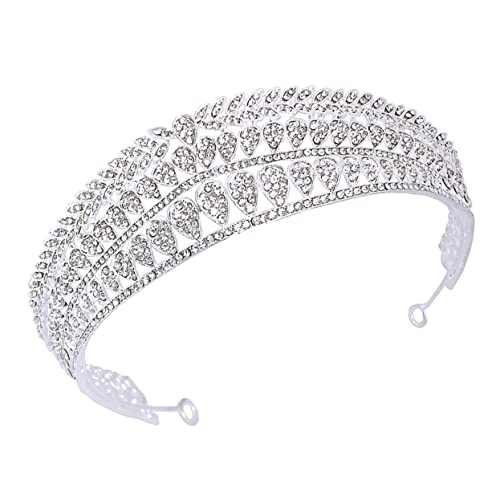 WIPPWER 1pc Full Diamond Super Crown Diademas de Moda for Mujer Tocado for Mujer Tocados de Novia for Boda Elegante Boda Pom Barroco Tocado de Boda Cabello Femenino Cabello de Novia(Silver)