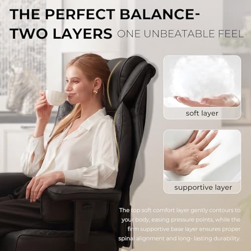 Image of Dowinx Big and Tall Office Chair 400 Lbs with Rotating Massage Lumbar Support, Wide Thick Seat Cushion and Adjustable Armrest,Computer Gaming Chairs with Footrest,Black