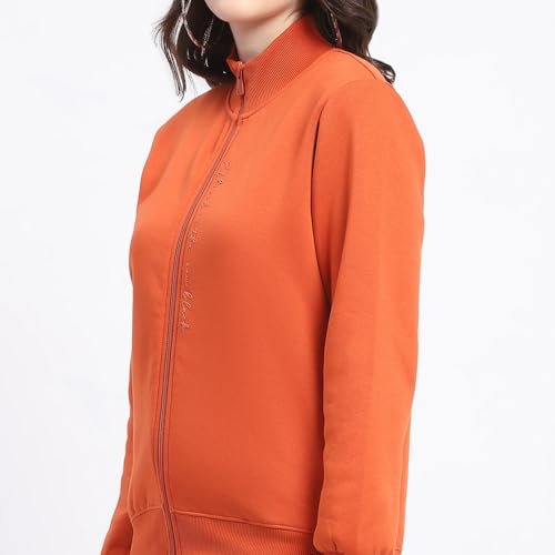 Image of Madame Placement Printed Zipped T Neck Sweatshirt for Women
