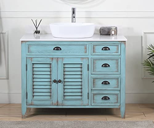 42" Abbeville Vessel Sink Vanity, Distressed Blue - Benton Collection Model CF-78881BU
