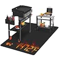 Keeswin Grill Mat 70 x 40 inch, Under Grilling Mats for Outdoor Grill, Silicone Fibreglass Heat Resistant Water Resistant Grill Mat for BBQ Grills, Fireplace, Floor, Lawn and Camping, Black