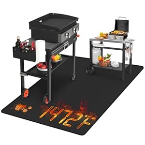 Grill Mat 70 x 40 inch, Under Grilling Mats for Outdoor Grill, Silicone Fibreglass Heat Resistant Water Resistant Grill Mat for BBQ Grills, Fireplace, Floor, Lawn and Camping, Black