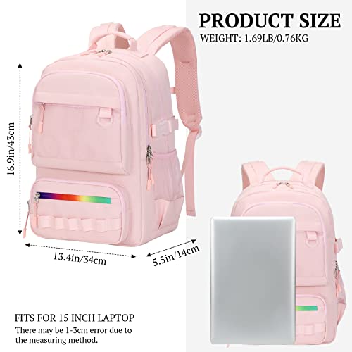 Lanola multi-function Hiking Travel Backpack For Teens Anti-Theft School College Students Bookbag For Women & Girls - Pink2