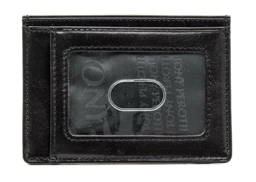 Tony Perotti Mens Italian Bull Leather Express Front Pocket Credit Card Wallet with ID Window in Black