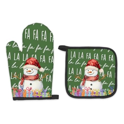 FIicy Green Christmas Oven Mitts Set Cover