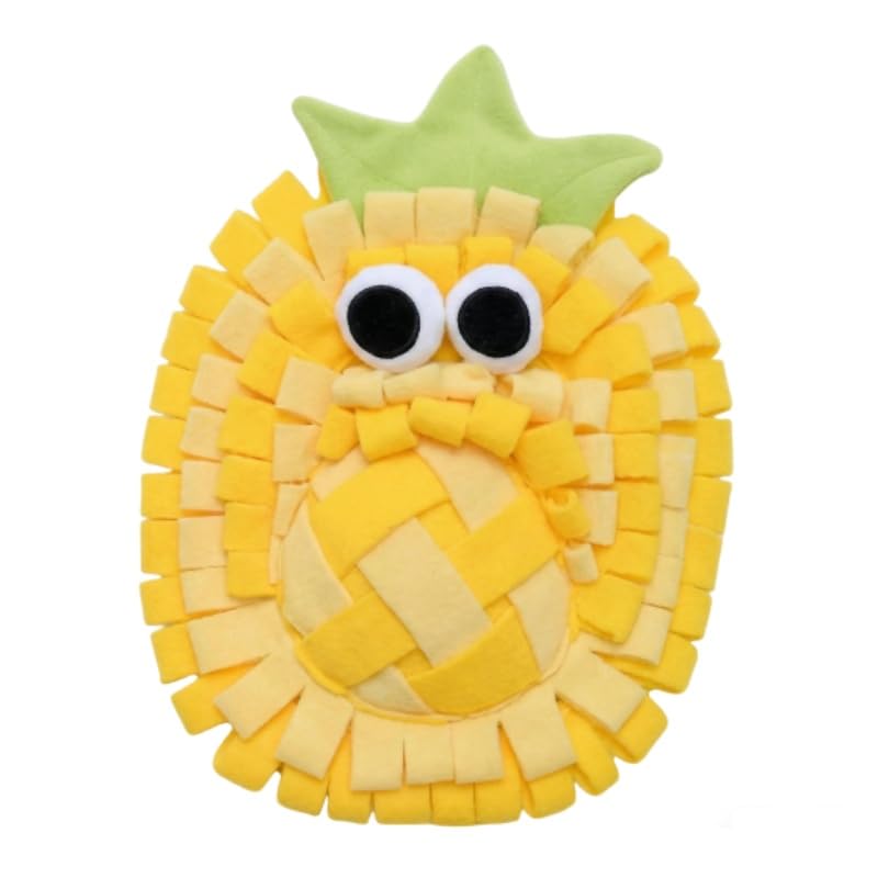 PLUSHCEWT Snuffle Mat for Dogs,Food Sniffing Feeding Mat Pet Snuffle Mat,Interactive Feeding Game Toy for Dogs,Natural Foraging Skills,Slow Feeding Puppy Training Mat for Small,Medium Dog (Pineapple)