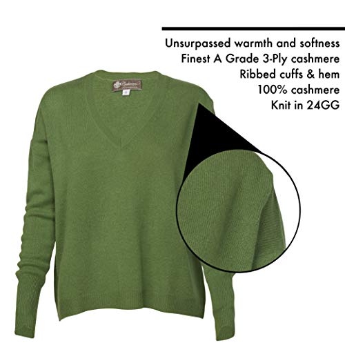 Cashmere Boutique: Women's 100% Pure Cashmere V-Neck Boyfriend Sweater (Color: Light Pink, Size: Medium) #TOP5