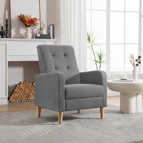 Miniatura 2 de Woltu Sillon De Relax, Butaca Orejera Con Respaldo Alto, Sofá Individual Con Reposabrazos, Sillón Lounge Para Salón, Dormitorio Y Balcón, Patas Madera Maciza, Lino, Gris Oscuro, Sks41dgr