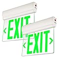 LEONLITE Green Emergency Exit Sign, UL 924, LED Edge Lit Exit Sign, Hardwired Exit Lights with Battery Backup, Double Sided, Rotating Acrylic Clear Panel, Top/Side/Wall Mount, AC 120/277V, Pack of 2