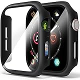 Tobfit Cover per Apple Watch SE3/SE2/SE/Serie 6/Serie 5/Serie 4 40mm Con Vetro Temperato, Custodia Rigida Protezione Totale Sottile HD Clear Pellicola Protettiva Per iWatch 40mm (Nero)