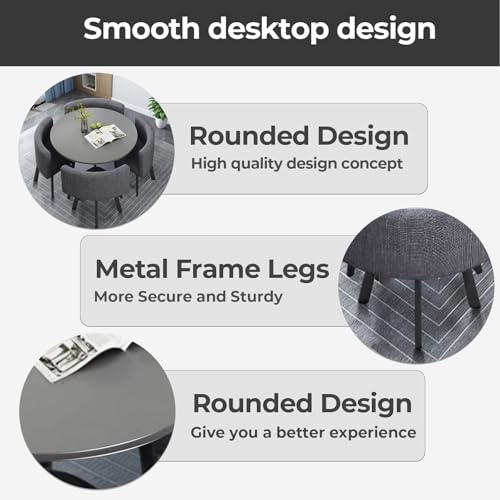 image for Huariifowm Round Dining Table Set – Simple Small Square Table with 4