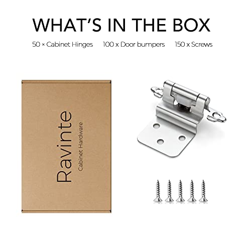 Image of Ravinte 50 Packs (25 Pairs) 3 /8 inch Inset Polished Chrome Cabinet Hinges Kitchen Cabinet Hinges Self Closing Hinges for Kitchen /Bathroom /Furniture Cabinets & Doors,Decorative Cabinet Hardware