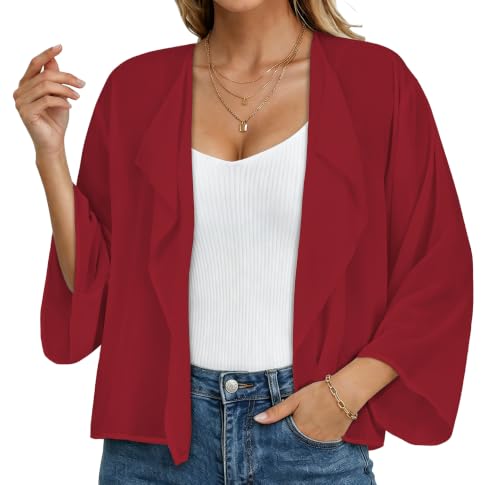 Image of Womens Summer Tops Short Shrugs Kimono Cardigans Casual Chiffon Bolero Jackets 2026