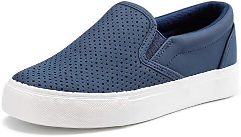 JENN ARDOR Womens Slip On Shoes Fashion Sneakers Comfortable Walking Flats Casual Shoes(Navy Blue,7)