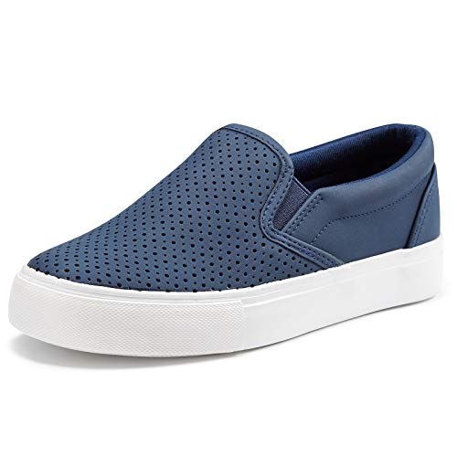 Jenn Ardor Womens Slip On Shoes Fashion Sneakers Comfortable Walking Flats Casual Shoes(Navy Blue,7) #TOP10