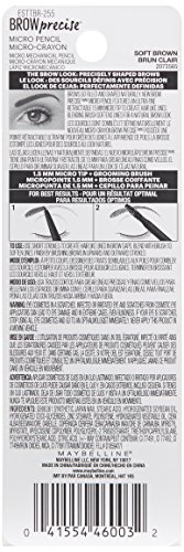 Maybelline Brow Precise Micro Eyebrow Pencil Makeup, Soft Brown, 0.002 oz.