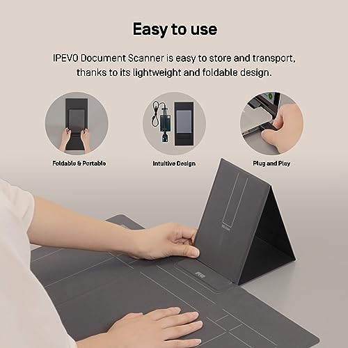 IPEVO V4K-S Document Scanner with AI and OCR for Scanning and Digitization of Books, Business Cards, IDs or Teaching Materials, Book Scanner, Document Camera, Pad and Multilingual OCR Software