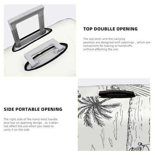 Summer Vacation Scene With Camping Van Print Luggage Cover For Suitcase,Washable Elastic Travel Suitcase Protector With Zipper Closure And Bottom Buckle – Fits 18-32" Luggage-Medium3