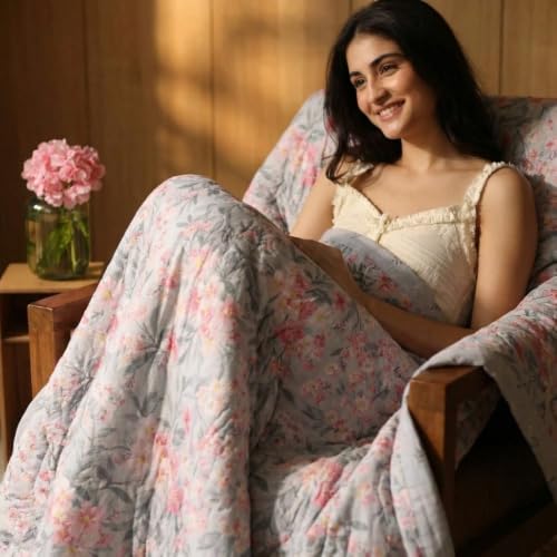 Image of haus & kinder Reversible Double Dohar Set of 1 | Lightweight AC Blanket | Grey | 224x248 cm Double Bed Dohar for Summer, AC & All Season Use - Pack of 1