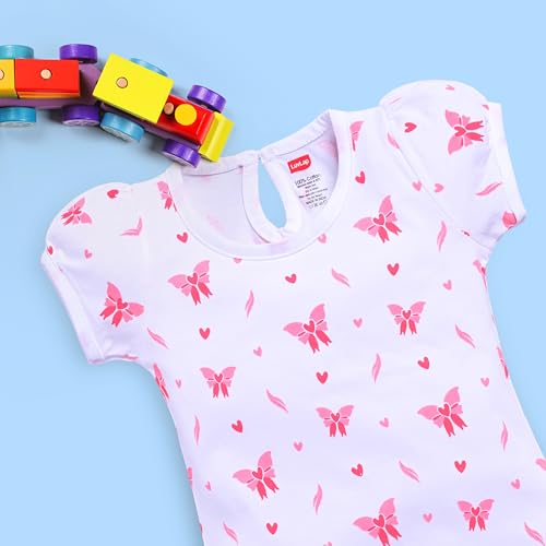 Image of LuvLap Baby Girls Regular Fit 100% Cotton Half Sleeves Girls Top CoSets Pack of 3