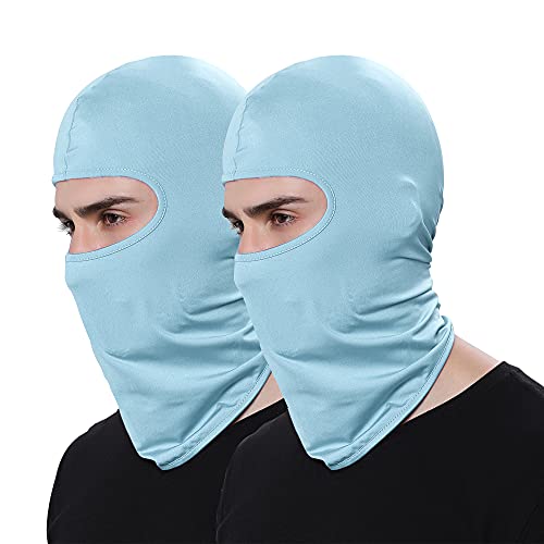 Pack Of 2 Bandana Face Hat For Outdoor Airsoft Motorcycle Ski Mask Winter Sun Balaclava Black Tactical Hood Helmet Face Cover For Outdoor Sports Windproof Dustproof (Light Blue) #TOP4
