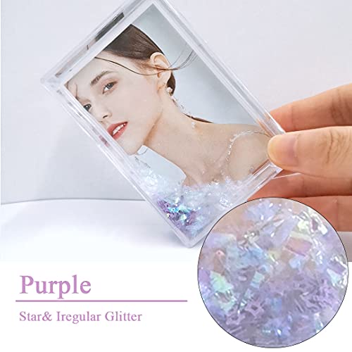 Sh.dream 3 Inch Glitter Snow Frame Photo Deaktop Decro Picture Shake For 2X3 Mini Photo Frame (Purple) #TOP4