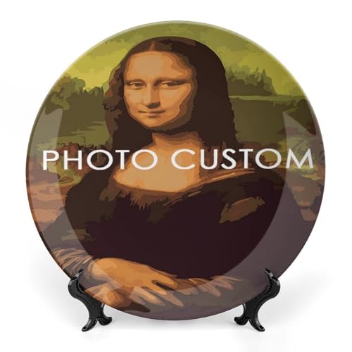 DoMyArt Custom Bone China Decorative Plate, Personalized Display Dish with Stand & Hook, Elegant Home Decor for Study, Office, Entryway, Gift for Graduation, Wedding, Anniversary