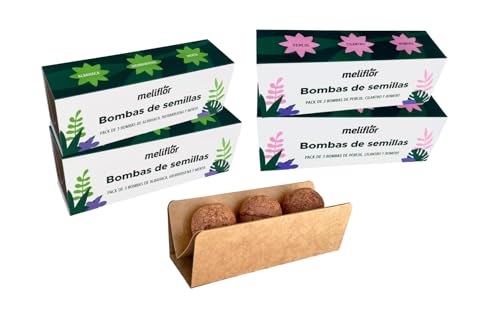Pack 12und Bombas de Semillas Meliflor. Incluye 6und (Perejil - Cilantro - Romero) + 6und (Albahaca - Hierbabuena - Menta)