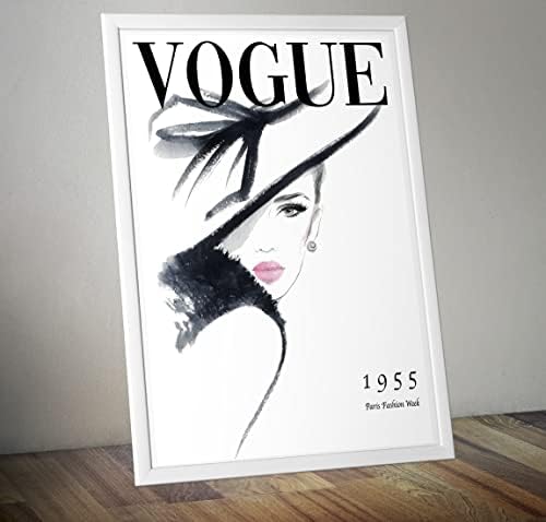Vintage Magazine Art Cover 1955 Black White Pink Fashion Beauty Magazine Cover Wall Art Poster print A5 A4 A3 (A4)