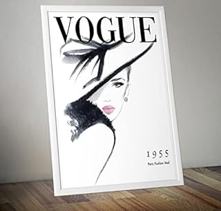 Vintage Magazine Art Cover 1955 Black White Pink Fashion Beauty Magazine Cover Wall Art Poster print A5 A4 A3 (A4)