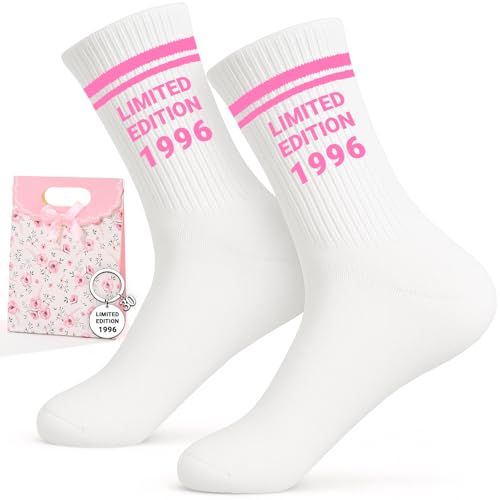 Scinzene Geschenk 30. Geburtstag Frau Set Limited Edition 1996 Socken Aus 100% Baumwolle(36-44) Mit Schlüsselanhänger & Geschenkbeutel Für 30 Geburtstag Frauen 30. Geburtstag Frauen Geschenkidee