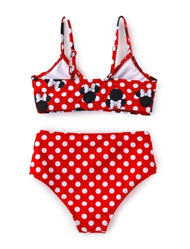 Image of Disney Stitch Minnie Mouse Bikini Swimsuit, 2 Piece Toddler Girls Bathing Suit, Swimwear with Straps & Bow, UPF 50+ Rashguard